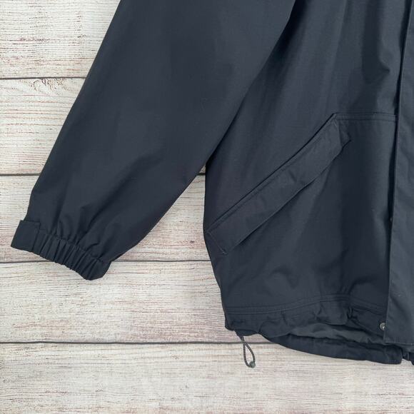 Eddie Bauer WeatherEdge Fleece Lined Rain Jacket Mens M Black Removeable Hood - Picture 5 of 16